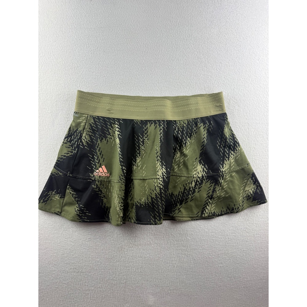 Adidas Primeblue Tennis Skort Womens Large Olive Green Black Geometric Athletic